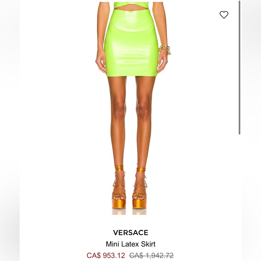 Versace lime latex mini skirt BNWT